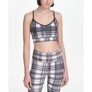 DKNY Womens Eclipse Plaid Sports Bra Small